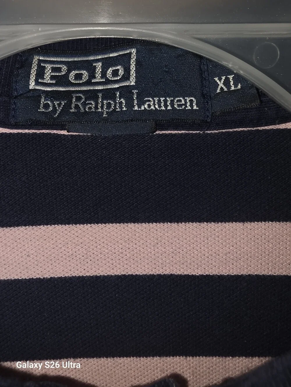 Ralph Lauren Navy & Light Pink Striped Polo Shirt